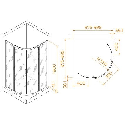 Душевой уголок RGW Passage PA-51B 100x100 прозрачное, черный 02085100-14