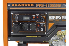 Генератор Carver PPG-11000DE дизель, LT-1100F, 8,5/9,5 кВт, 220 В, бак 20л, э/старт, колеса, медь 01.020.00025