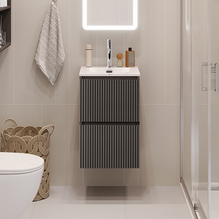 Тумба с раковиной BelBagno Uno-Mini 40 см Темно-серый матовый