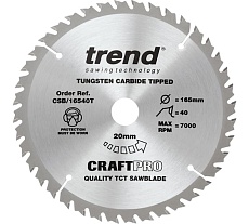 Пильный диск 165 мм, 40 зубьев, в комплекте 10 штук Trend CSB/16540T/10