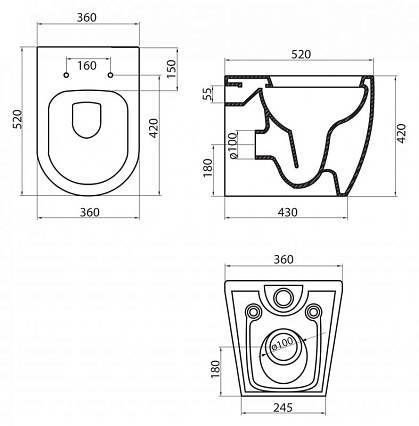 Приставной унитаз BelBagno Marino BB105CBR