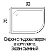 Поддон для душа Wemor 90/70/24 L 90x70 левый