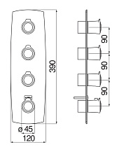 Смеситель для душа Nobili Sofi SI98104BR (на 4 выхода) Ancient bronze