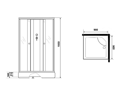 Душевая кабина Niagara Eco E90/26Q/TN/BK 90x90 стекло тонированное, без крыши и г/м