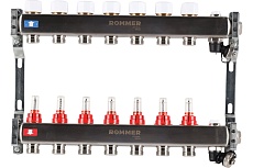 Коллектор из нержавеющей стали Rommer с расходомерами, с клапаном вып. воздуха и сливом, 7 выходов Rms-1201-000007 RG0091LAMS83VM