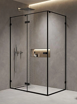 Душевая дверь AQUAme AQM7408-2-14 140x200, прозрачное, черный матовый