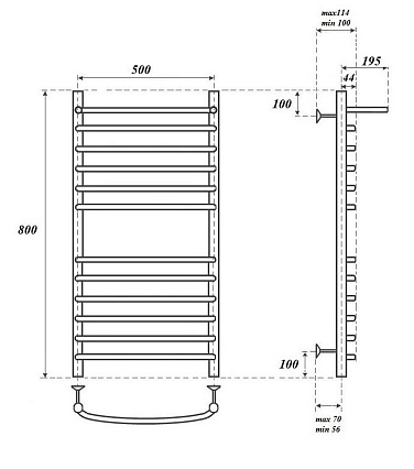 Полотенцесушитель электрический Point PN05158SPE П11 50x80 с полкой, хром