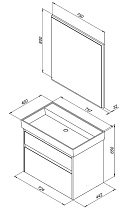 Тумба с раковиной Aquanet Nova Lite 75 см, 2 ящика, белый глянец