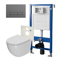 Комплект Point PN48056GM унитаз Афина PN41041 + инсталляция Элемент PN45120 + кнопка Меркурий PN44831GM графит