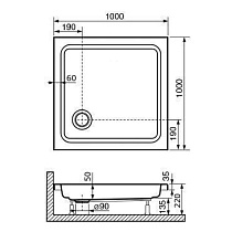 Поддон для душа RGW Style KV 90x90, высота 22 см