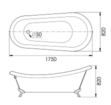 Акриловая ванна Gemy G9030 D 175x82 см