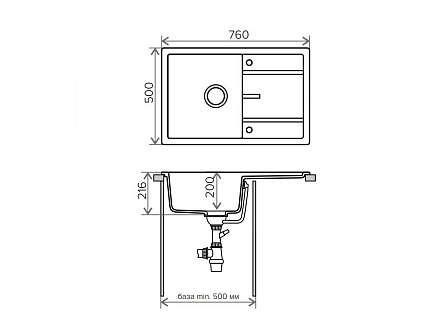 Кухонная мойка Tolero R-112 №102 76 см сафари