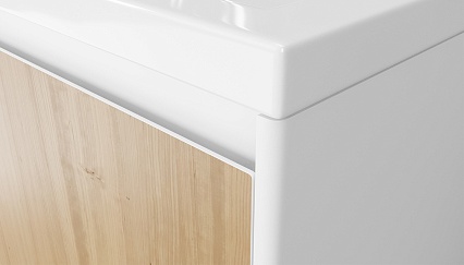Мебель для ванной Velvex Klaufs 90 см подвесная, 1 ящик белый глянец/дерево шатанэ