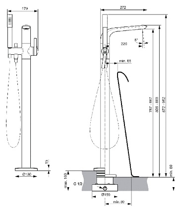 Напольный смеситель Ideal Standard Melange A6120AA