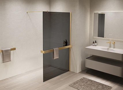 Душевая перегородка Vincea Walk-In VSW-1HR110CGG 110x200 матовое золото, тонированное