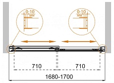 Шторка для ванны Cezares TANDEM-SOFT-VF-2-170/145-P-Cr 170x145 матовая