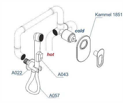 Смеситель для биде WasserKRAFT Kammel A111857 со шлангом 120 см