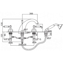 Смеситель на борт ванны Cezares First FIRST-BVD-02-Bi бронза, белый