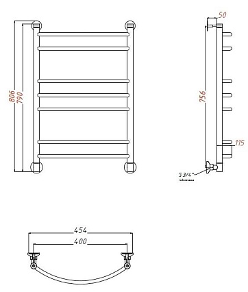 Полотенцесушитель водяной Aquanet Romeo(г2) 40x80 см