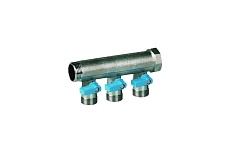 Коллектор Henco 1" с синими шаровыми кранами, 3/4"НР евроконус, 1"-3xEK14,16,18,20 VB060503-BLAUW