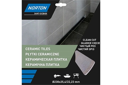Алмазный диск со сплошной кромкой 230x22.2, керамическая плитка NORTON 70184601277
