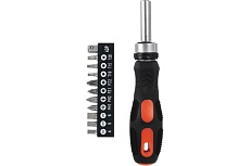 Отвертка Ермак реверсивная, адаптер 1/4, биты: SL4,SL5.5,SL6.5,PH1,PH2,PZ1,PZ2,TORX10,TORX15,TORX20 651-197