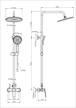 Душевая стойка Wonzon&Woghand WW-B3200-MB черный матовый