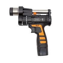 Набор для прочистки канализации CROCODILE с электрическим приводом 16.8 Вольт, для труб диаметром от 30 до 110 мм, длиной до 10 метров, в комплекте спирали с Т-образным замком общей длиной 10 метров, комплект сменных насадок, аккумулятор 50773-16-10А