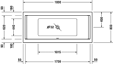 Акриловая ванна Duravit Starck 180x80 см, арт. 700338000000000