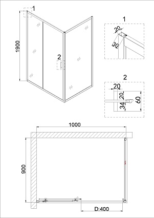 Душевой уголок Niagara Nova NG-42-10AG-A90G 100x90 прозрачный, золото