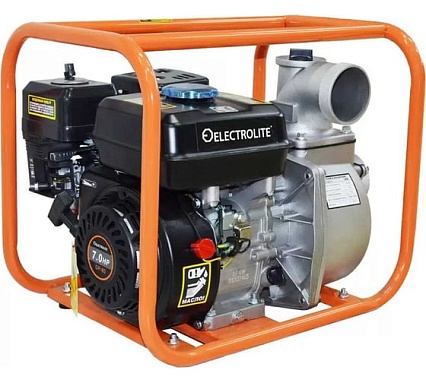 Мотопомпа Electrolite  GP-80 EL (ШК) 7л.с., 80мм, 1300л/мин, глубина всасывания 8м., макс. напор 30м., вес 25кг 2382