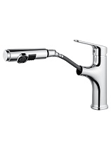 Смеситель для раковины Wonzon&Woghand WW-AE4151-CR выдвижной излив, хром