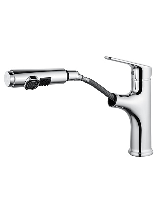Смеситель для раковины Wonzon&Woghand WW-AE4151-CR выдвижной излив, хром