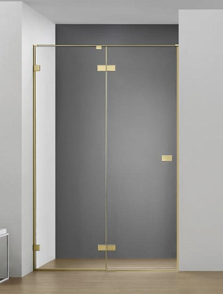 Душевая дверь AQUAme AQM7408-3-14 140x200, прозрачное, золото шлифованное