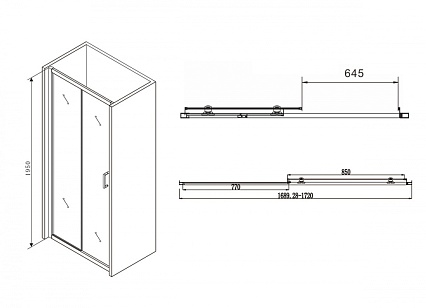 Душевая дверь Abber Schwarzer Diamant 170x195, черный AG30170B