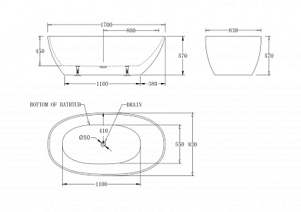 Акриловая ванна BelBagno BB80-1700 170x83