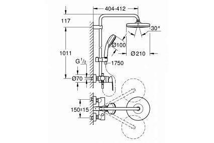 Душевая стойка Grohe Tempesta Cosmopolitan 210 26224001