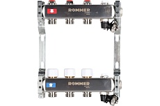 Коллектор из нержавеющей стали Rommer без расходомеров, с клапаном вып. воздуха и сливом, 3 выхода Rms-3201-000003 RG0091LAMUM6OT