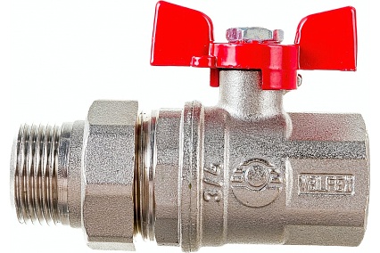Шаровой кран Valfex PREMIUM для воды, с американкой, 3/4" ВР/НР, бабочка VF.227.NB1.034.PREMIUM