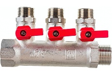 Комплект Valtec _17 VI7 Коллектор с кранами 3 вых. х 3/4&quot;х 1/2 НР VTc.580.N.0503 + Адаптер д/коллектора /конус-плоскость/ 1/2 VTc.701.N.04 VT.VI7.K17.5800503.701