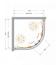 Душевой уголок Cezares Relax-304 90x90 прозрачный, оружейная сталь RELAX-304-R-2-90-C-GM
