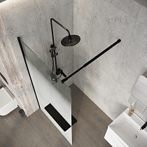 Душевая перегородка Niagara Nova NG-582-90BLACK 90x200 белый градиент, профиль черный матовый