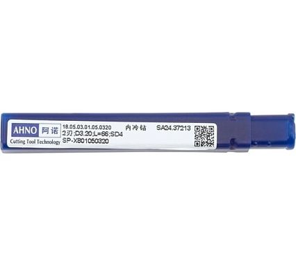 Сверло AHNO 3.2 мм, твердосплавное, 5D, с подводом СОЖ, SP-X801050320, VHM, по стали, чугуну, нерж. и жаропроч.стали ah00516