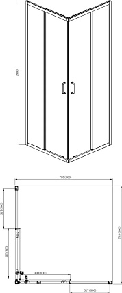 Душевой уголок Aquatek AQ ARI KV 08020BL 80x80 прозрачный, черный