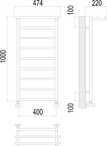Полотенцесушитель водяной Terminus Контур П9 400x1000, 4670078529732 с полкой