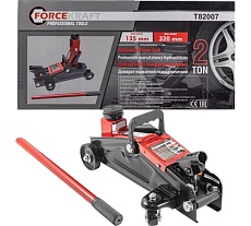 Подкатной гидравлический домкрат Forcekraft 2 т, h min - 135мм, h max - 320мм, с резиновой накладкой fk-t82007 51704