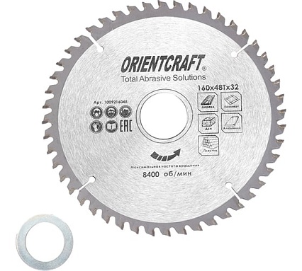 Диск пильный по мультиматериалам Orientcraft 160х32/30/20мм, 48Z 1009216048