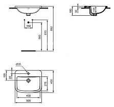 Раковина Ideal Standard Tempo 50 см, арт. T059201