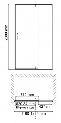 Душевая дверь WasserKRAFT Elbe 74P05 120x200