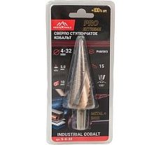 Сверло ступенчатое кобальт Р6М5К5, 4x32 мм Vertextools 5-4-32